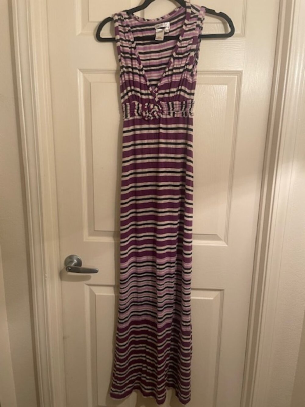 MSSP Purple Striped Maxi Dress Size S Stretch Sleeveless
